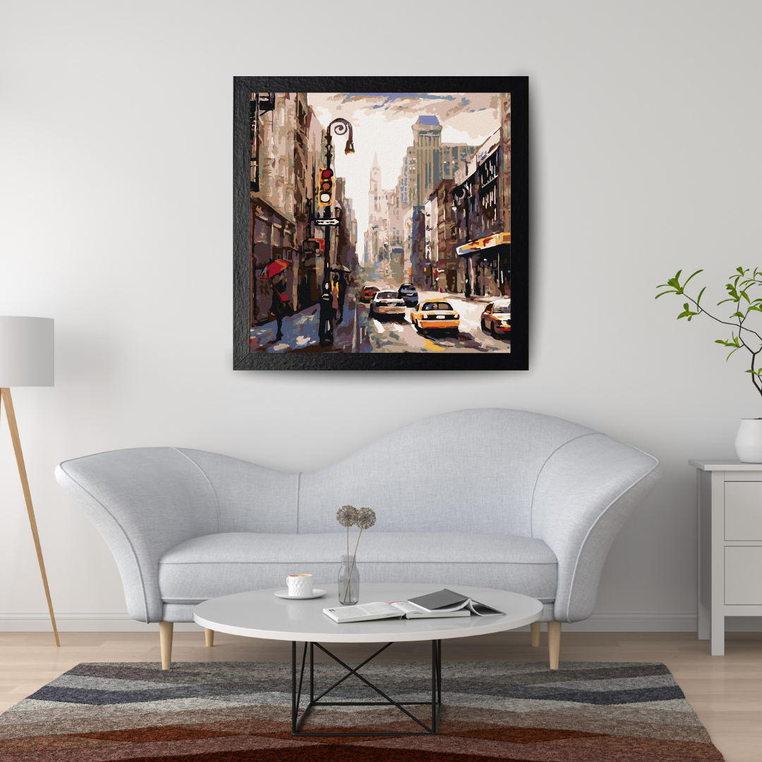 Malen nach Zahlen - Frau Mit Regenschirm in New York