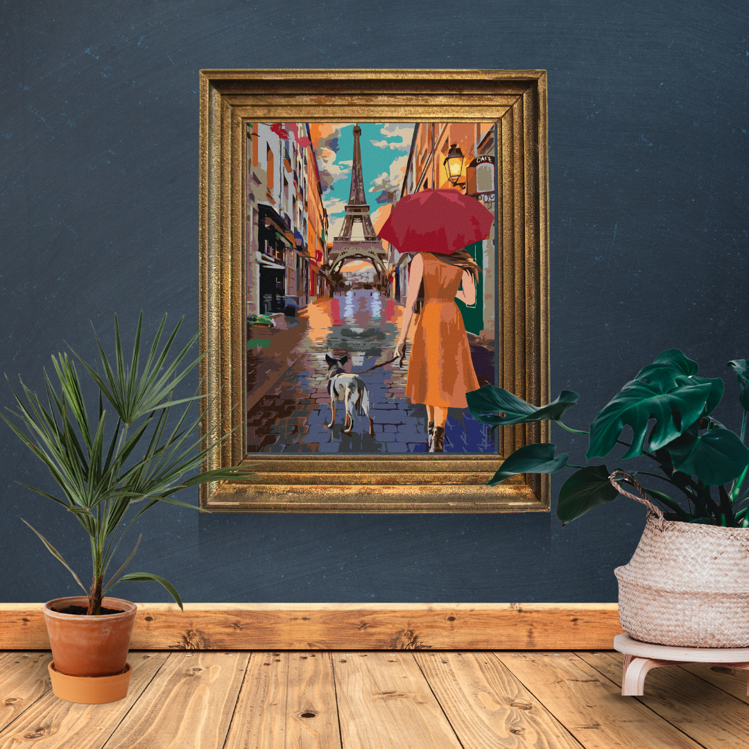 Malen nach Zahlen - Pariser Eiffelturm Spaziergang Durch Eine Gasse