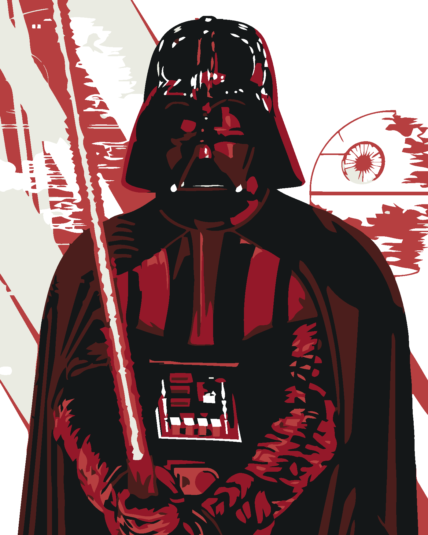 Malen nach Zahlen - Abstrakter Darth Vader In Rot