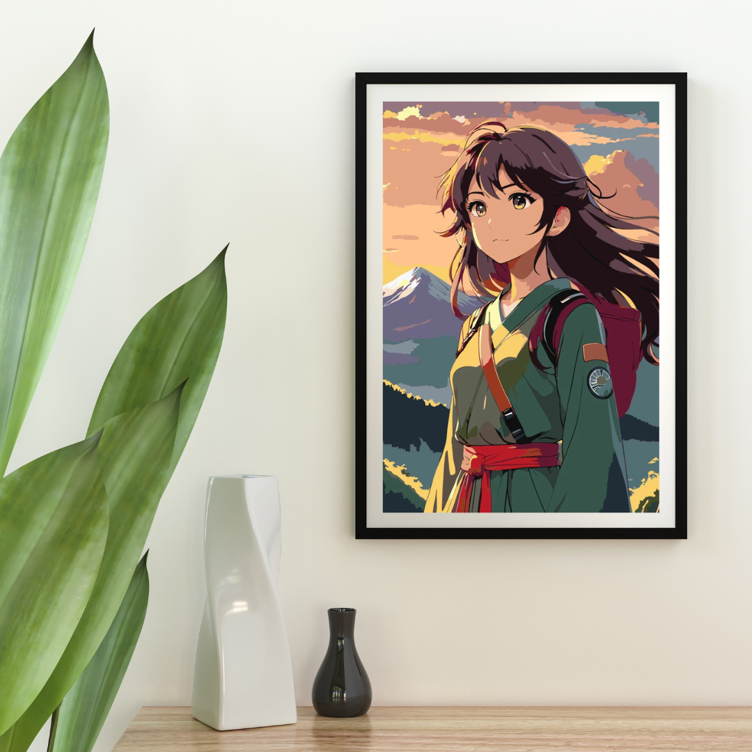 Malen nach Zahlen - Anime Mädchen in wunderschöner Landschaft