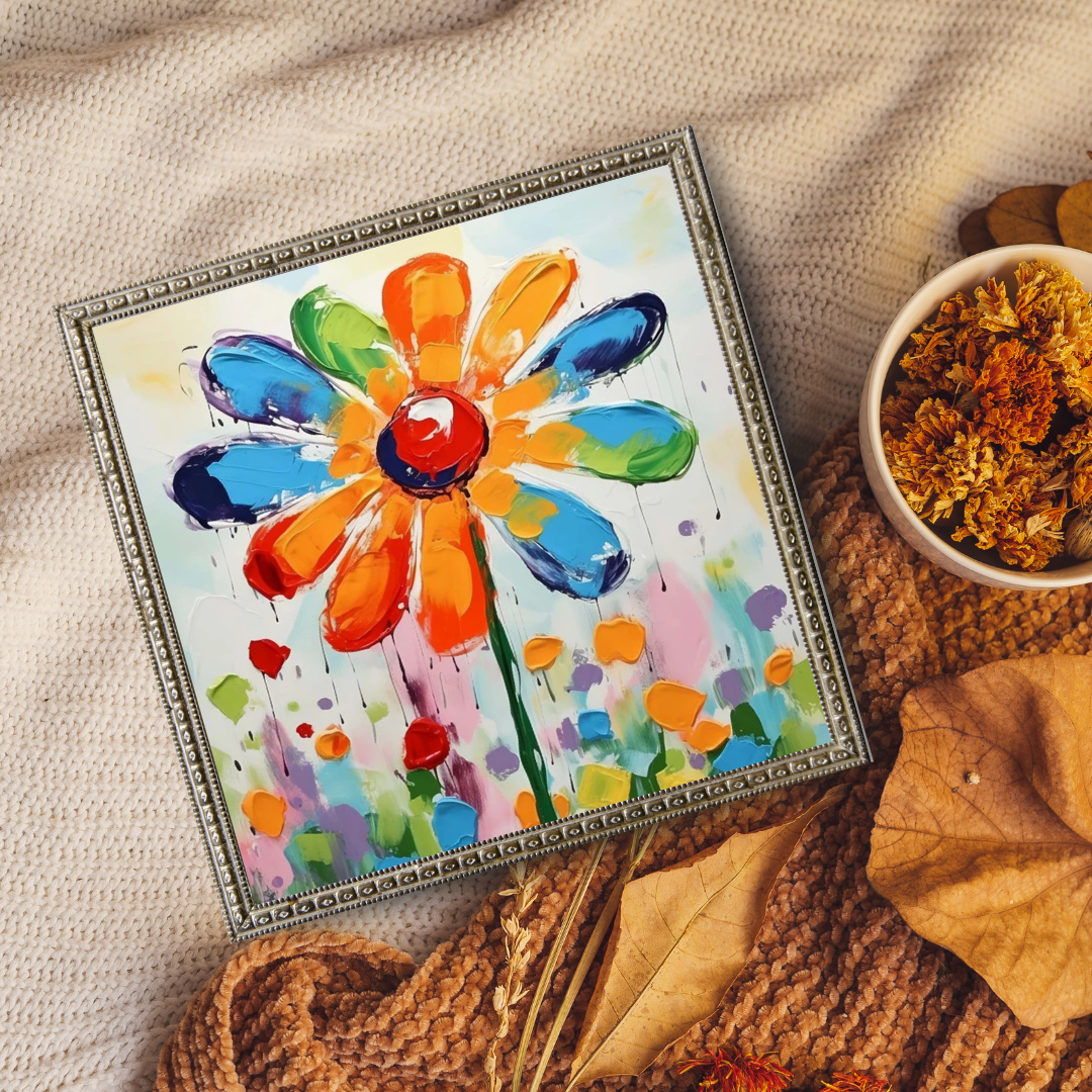 Malen nach Zahlen - Bunte Sonnenblume für Kinder