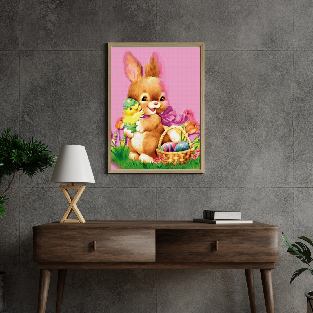 Malen nach Zahlen - Das braune Kaninchen mit den Ostereiern