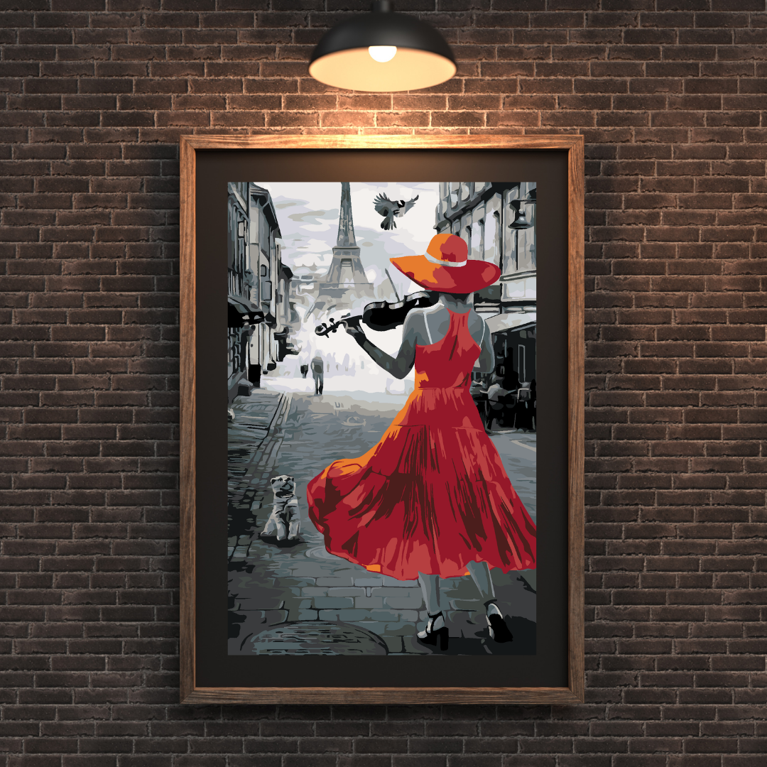 Malen nach Zahlen - Eine Geigenspielende Frau in Paris