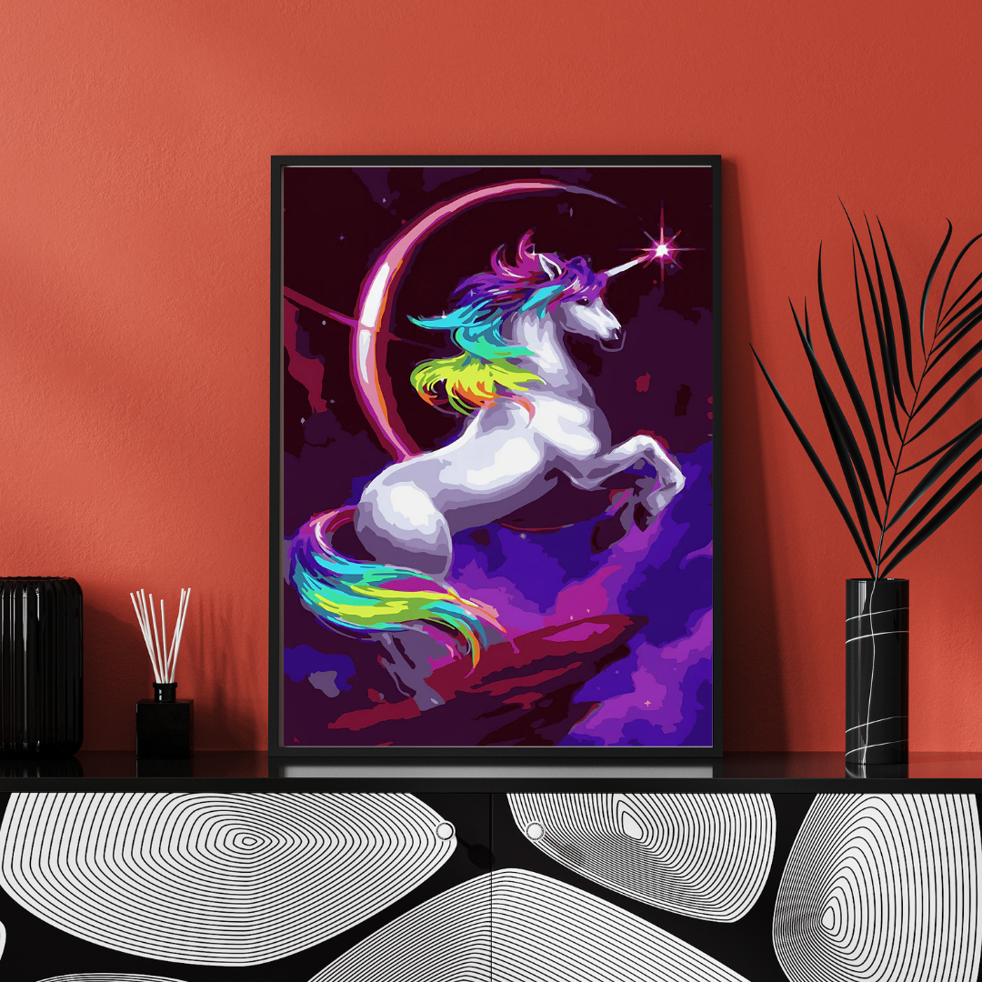 Malen nach Zahlen - Einhorn mit bunten Haaren