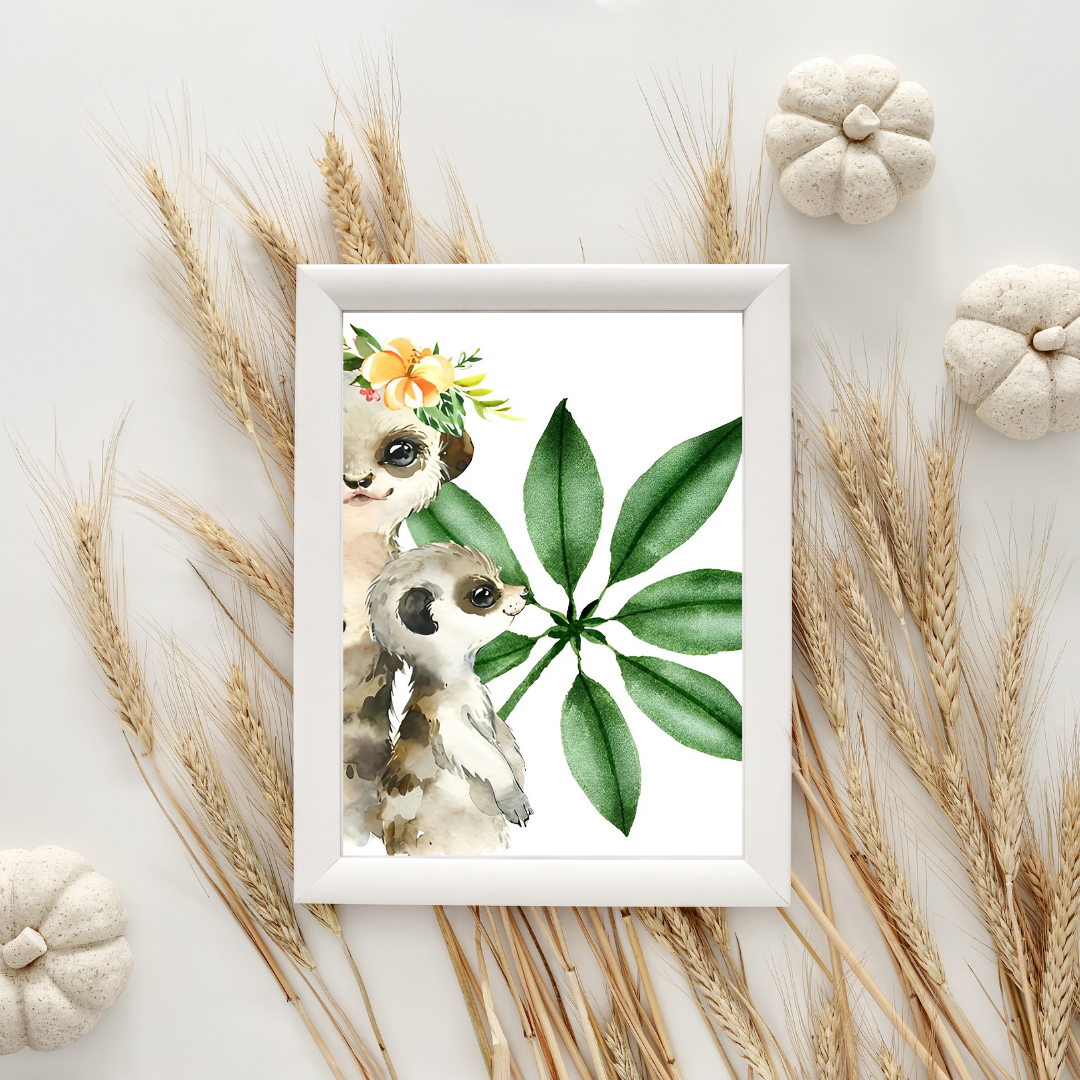 Malen nach Zahlen - Erdmännchen und grünes Blatt