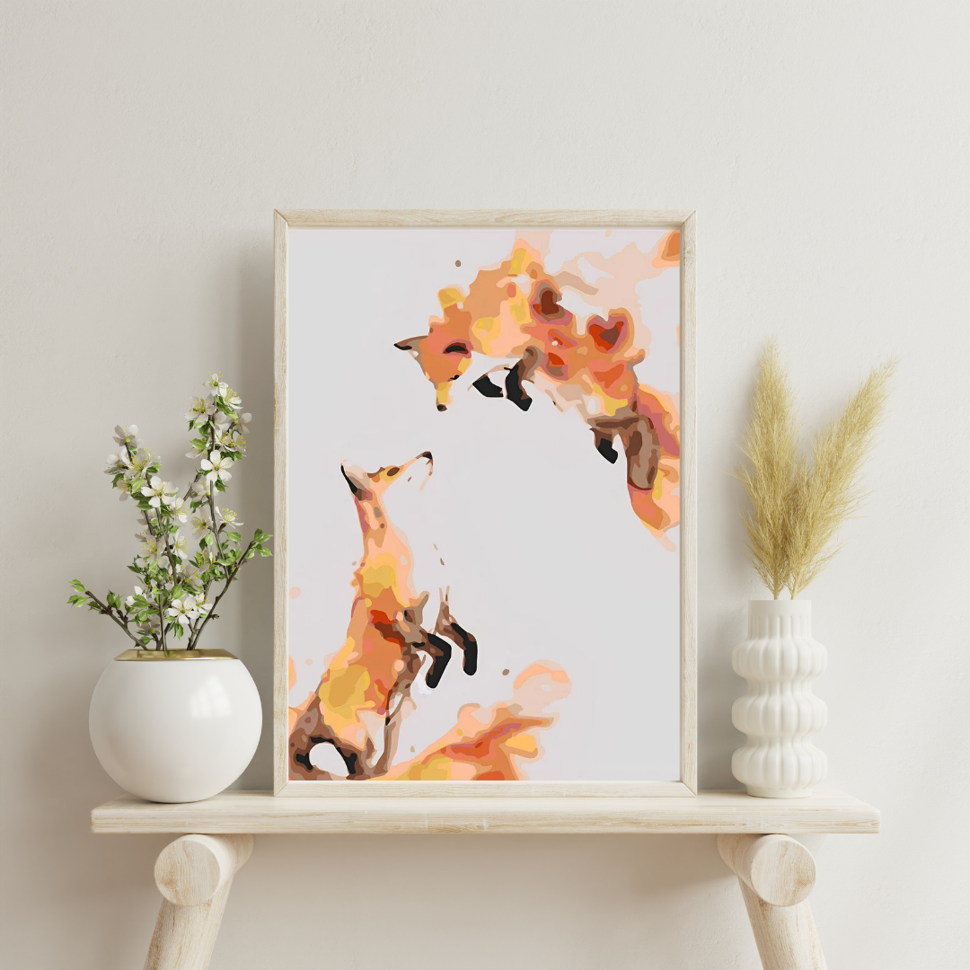 Malen nach Zahlen - Füchse in Wasserfarben