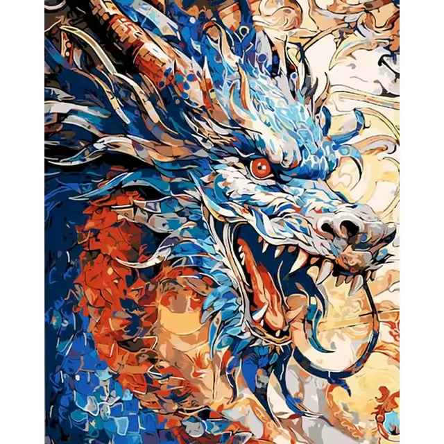 Malen nach Zahlen - Farbenfroher asiatischer Drache