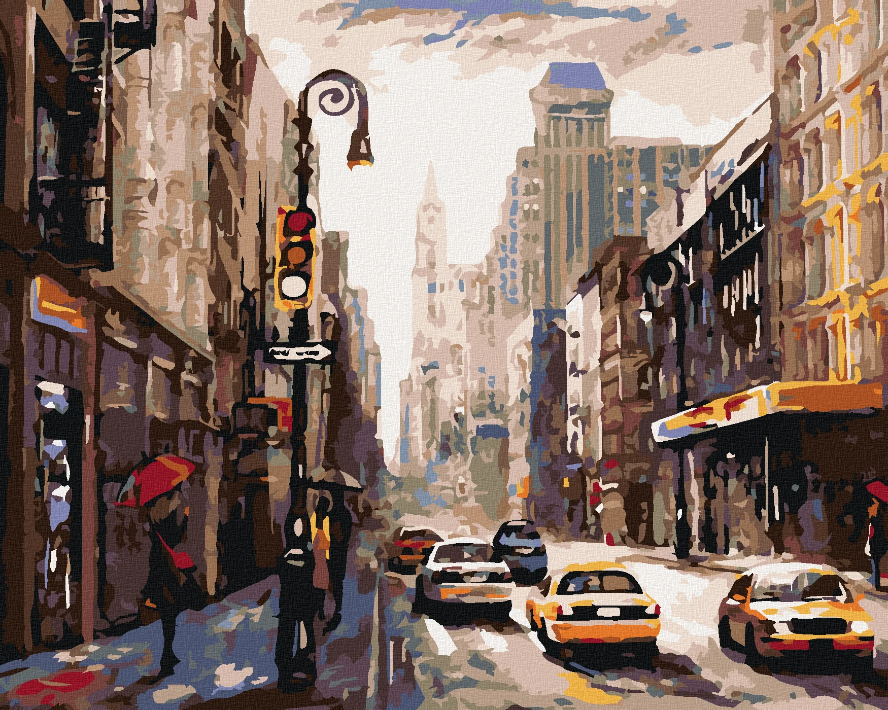 Malen nach Zahlen - Frau Mit Regenschirm in New York