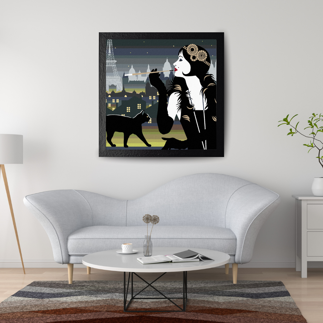 Malen nach Zahlen - Frau Mit Schwarzer Katze in Paris