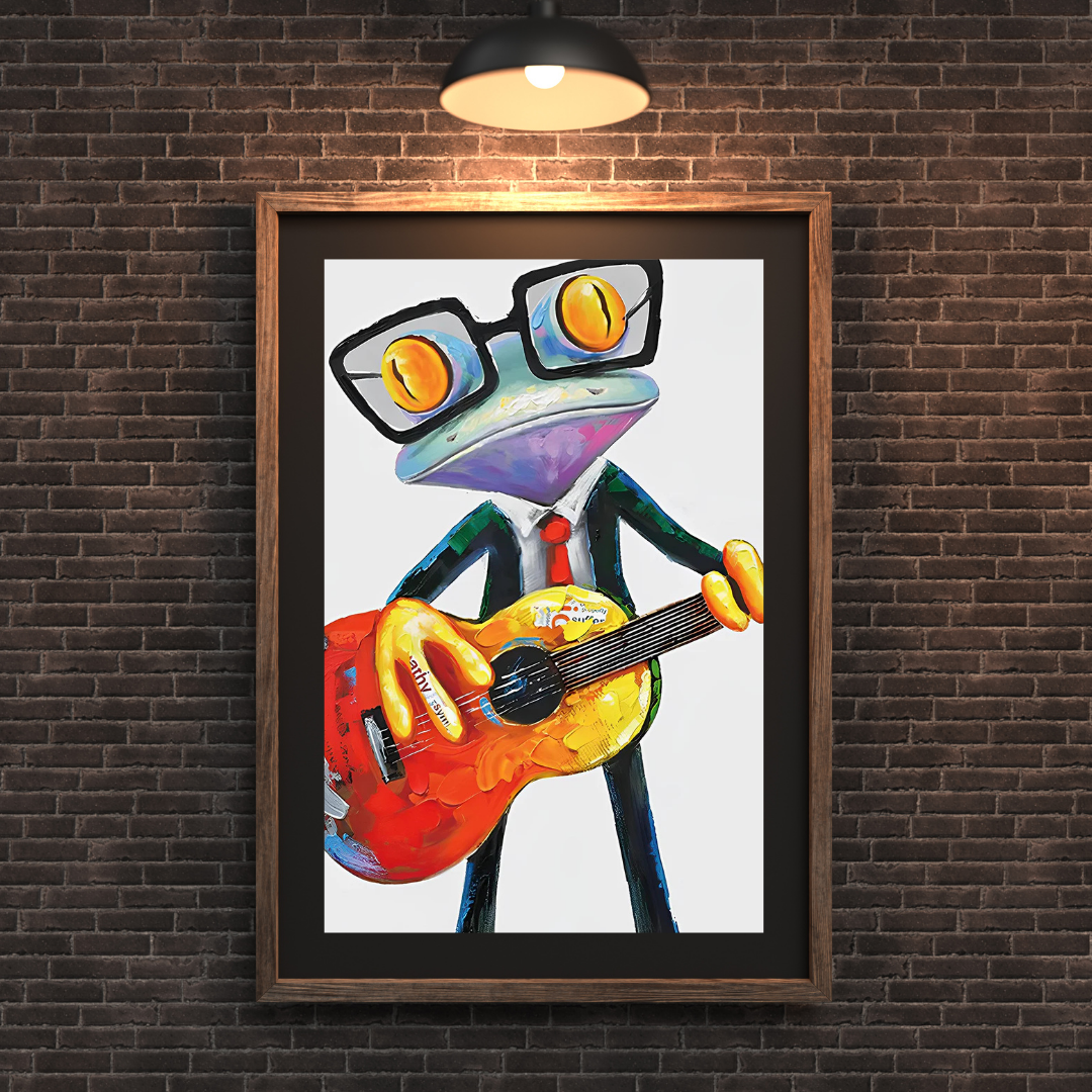 Malen nach Zahlen - Frosch mit Brille und Gitarre