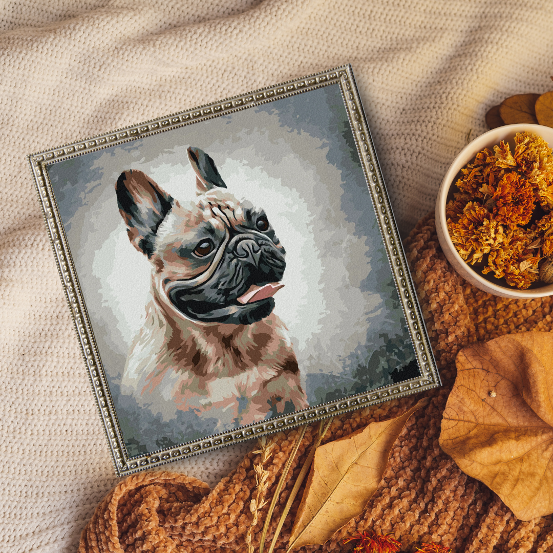 Malen nach Zahlen - Glückliche Französische Bulldogge