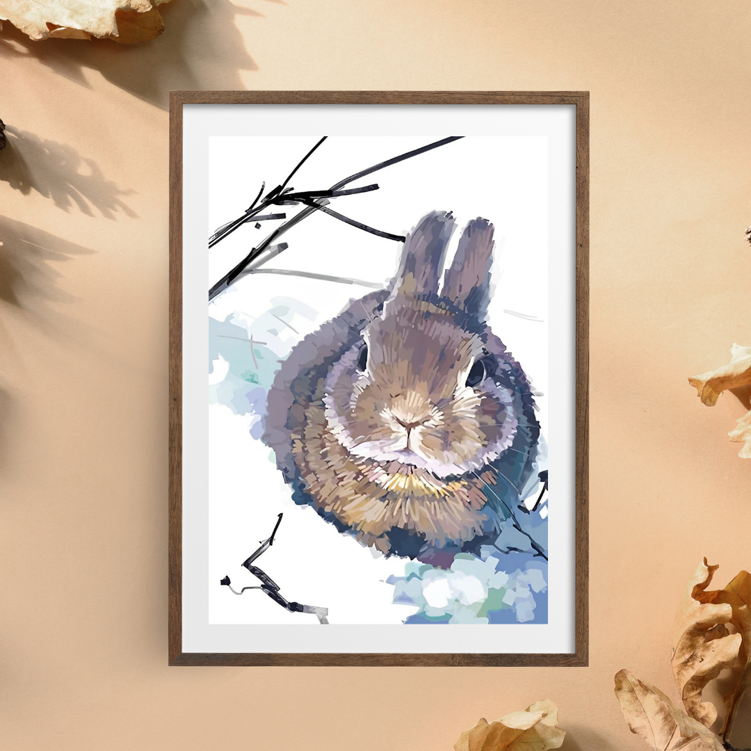 Malen nach Zahlen - Graues Kaninchen und trockener Ast