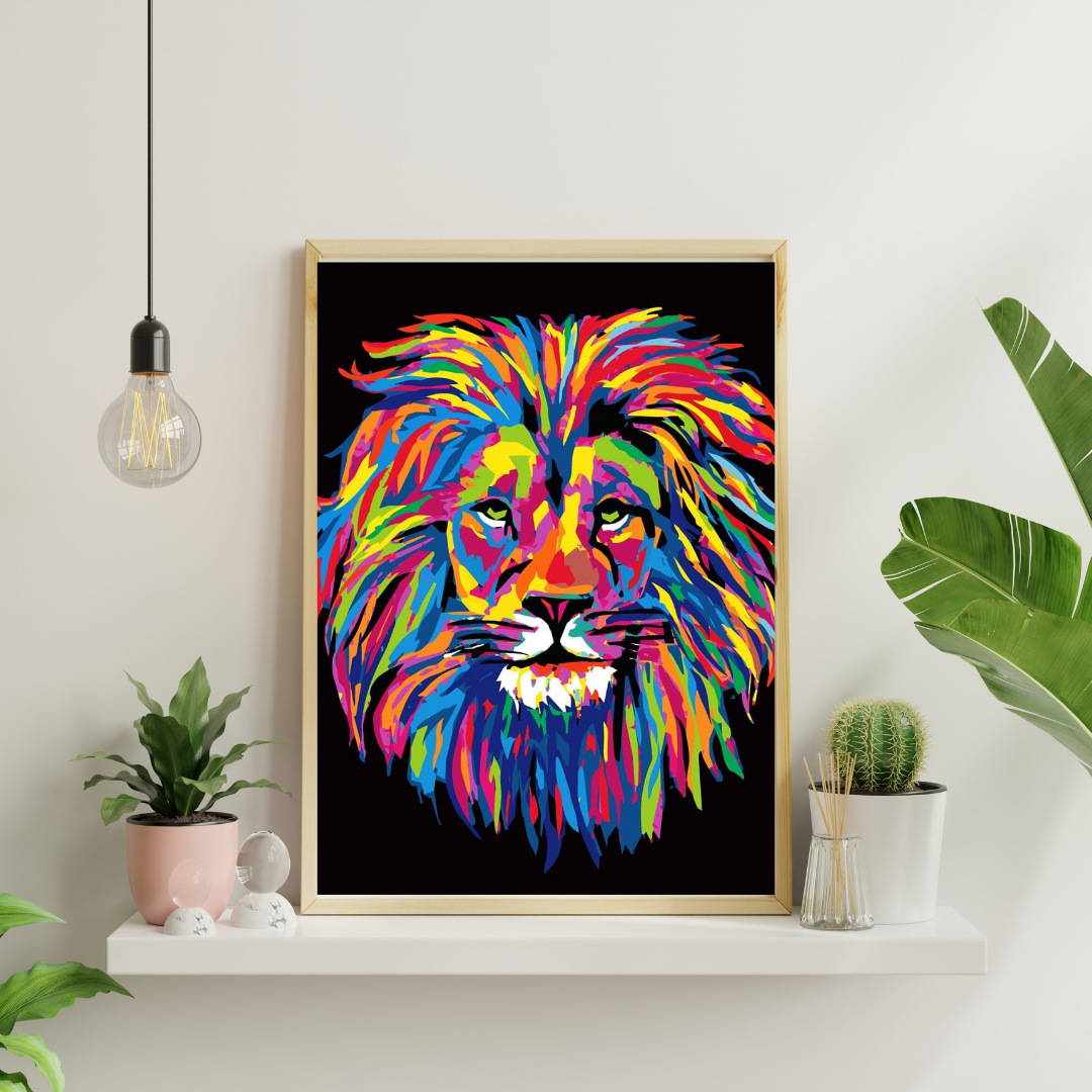 Malen nach Zahlen - Grumpy Neon Löwe
