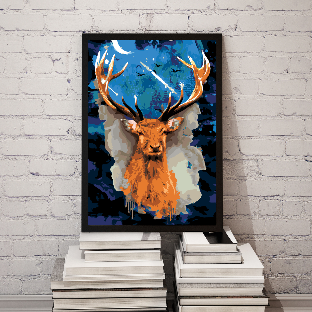 Malen nach Zahlen - Hirsche Mit Einer Dunklen Galaxie