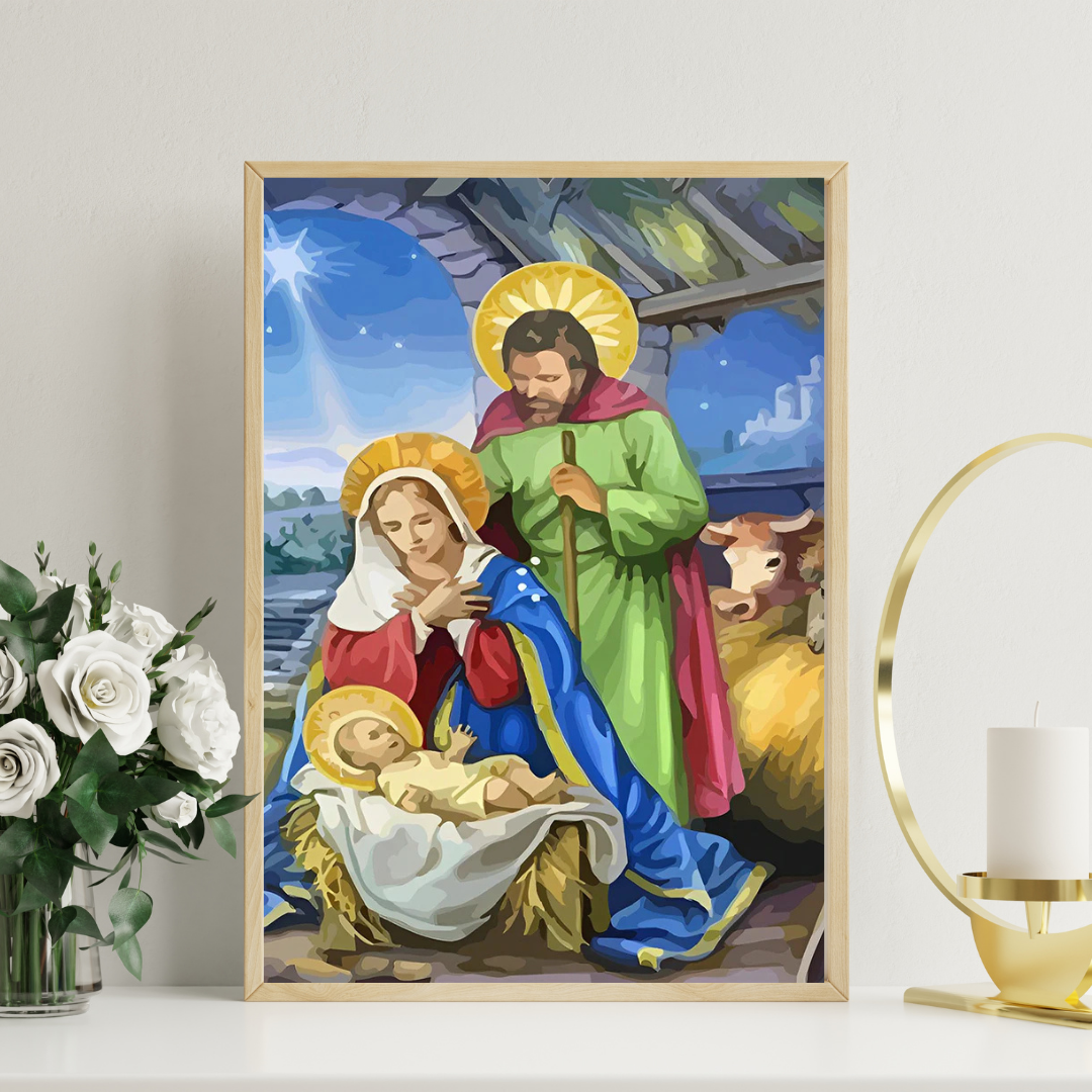 Malen nach Zahlen - Jesus im Stall geboren