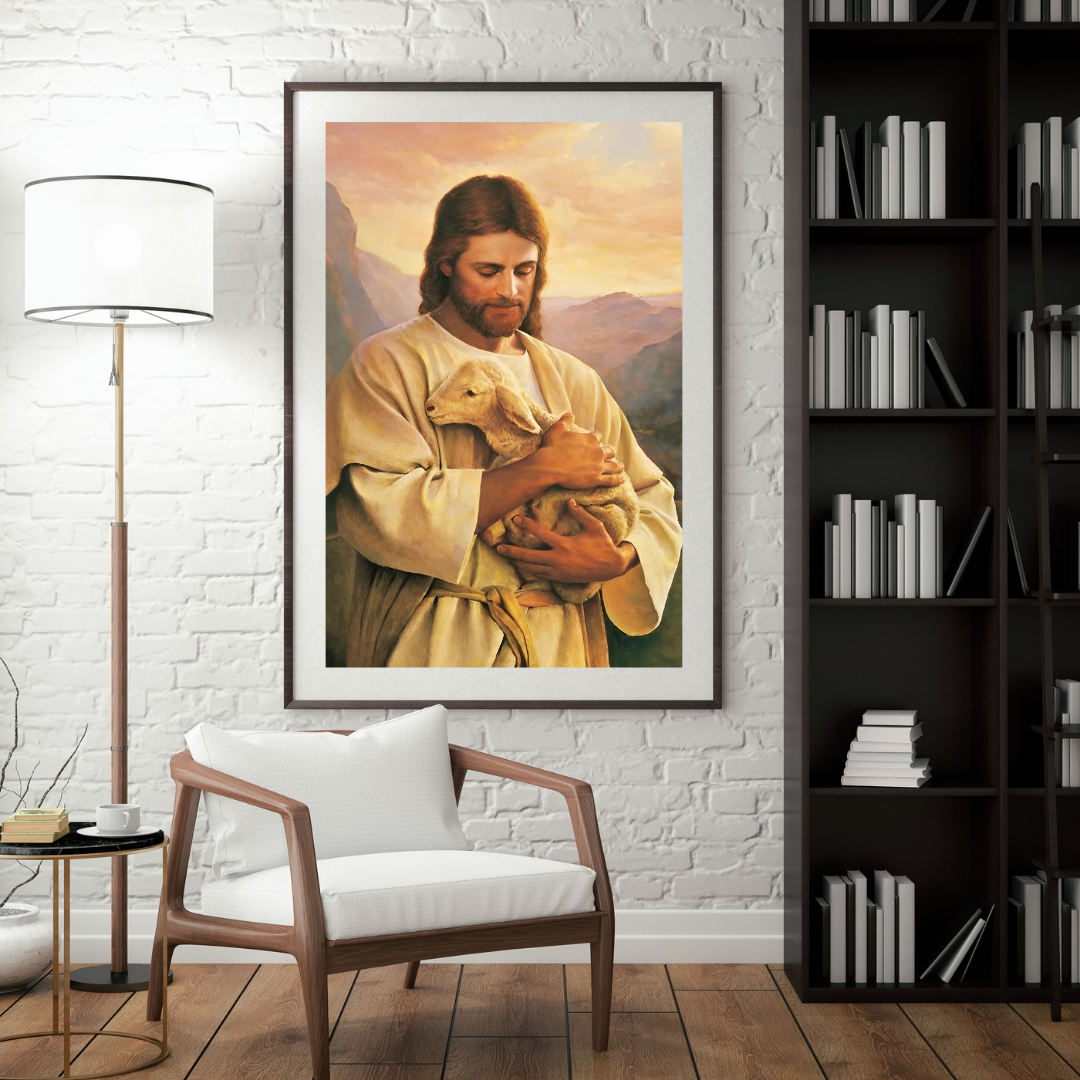 Malen nach Zahlen - Jesus mit Lamm in den Armen