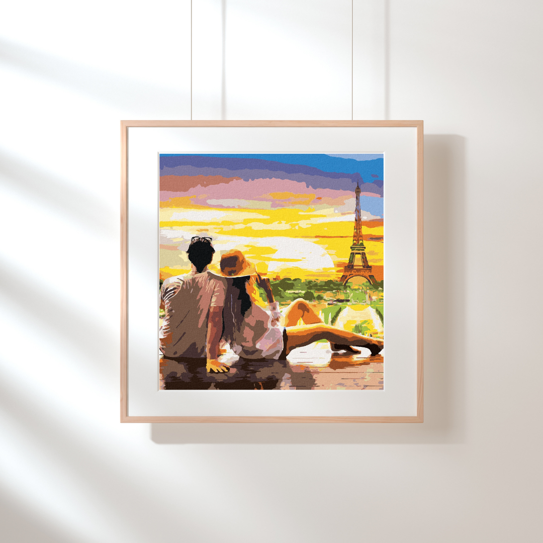 Malen nach Zahlen - Junges Paar In Paris Am Eiffelturm