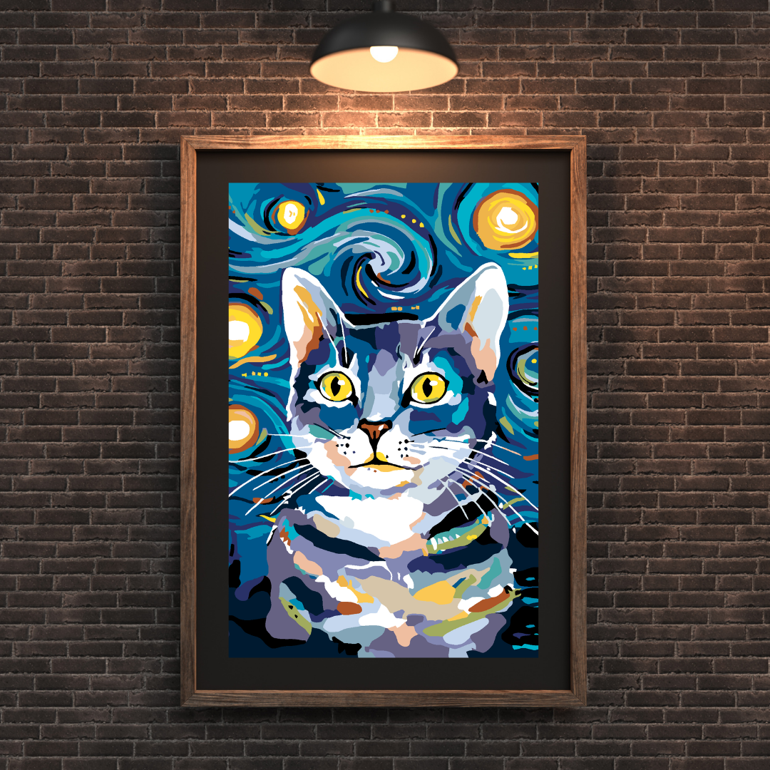 Malen nach Zahlen - Käterchen Unter Dem Nachthimmel