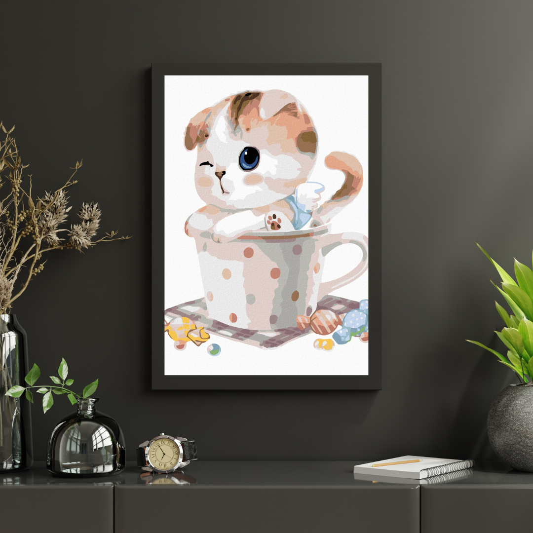 Malen nach Zahlen - Kätzchen In Der Tasse