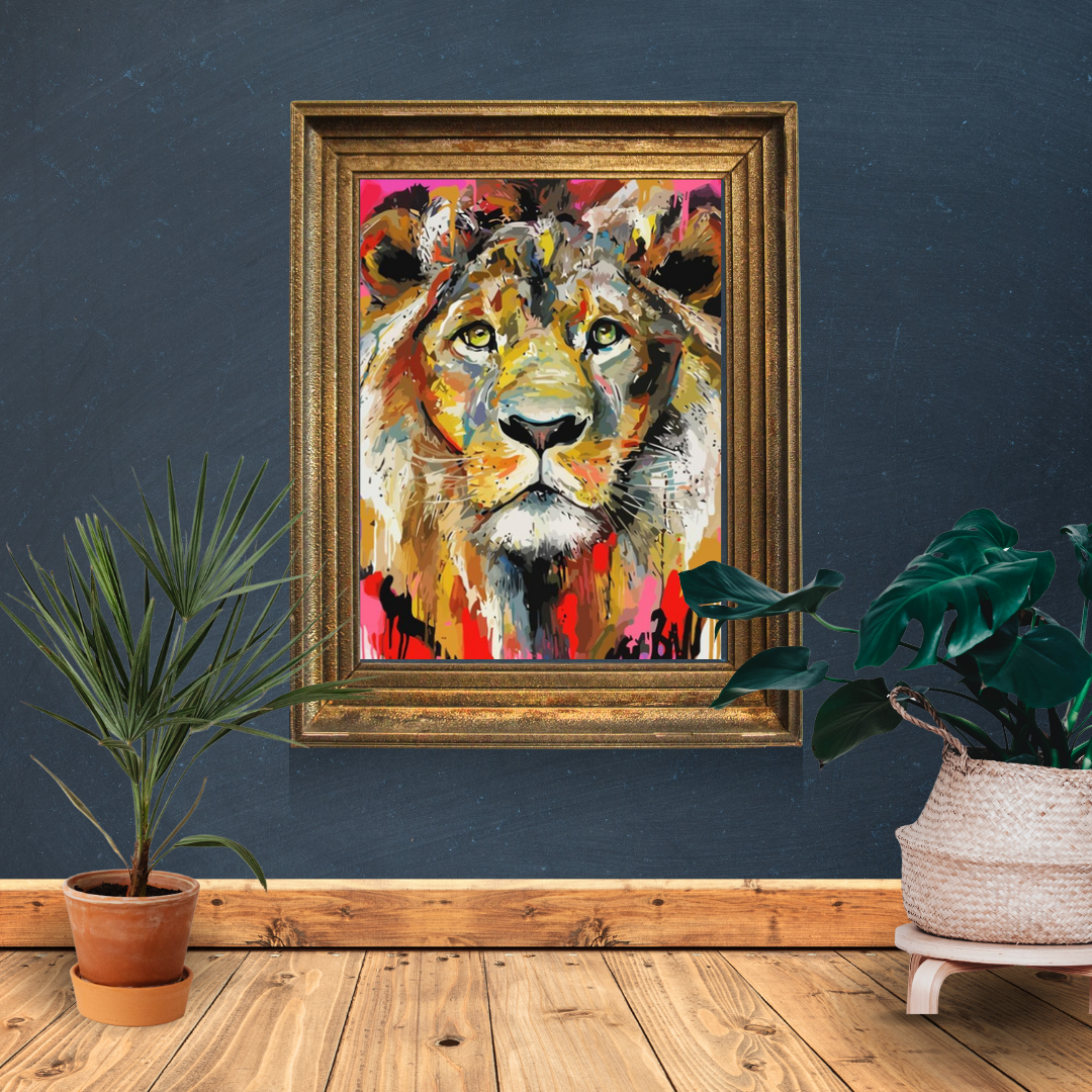 Malen nach Zahlen - Löwe in Wasserfarben