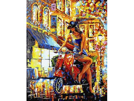 Malen nach Zahlen - Mädchen auf Motorroller