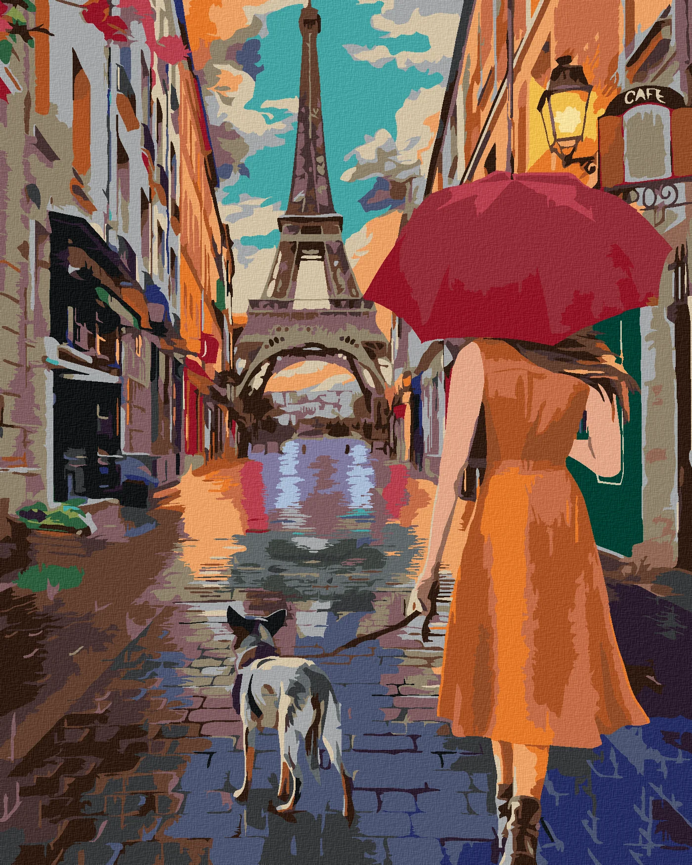 Malen nach Zahlen - Pariser Eiffelturm Spaziergang Durch Eine Gasse