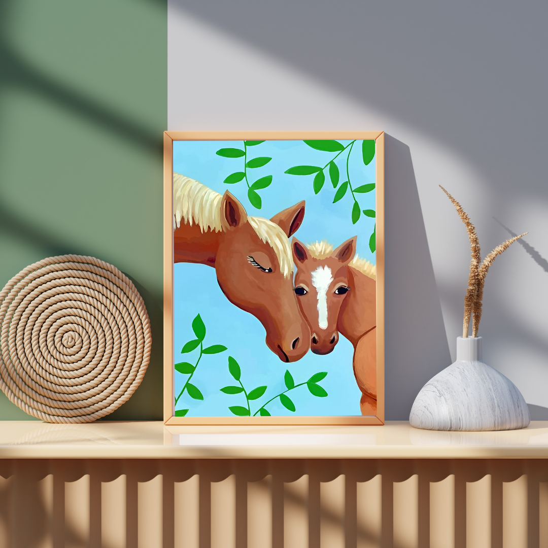 Malen nach Zahlen - Pferde und Blätter Für Kinder