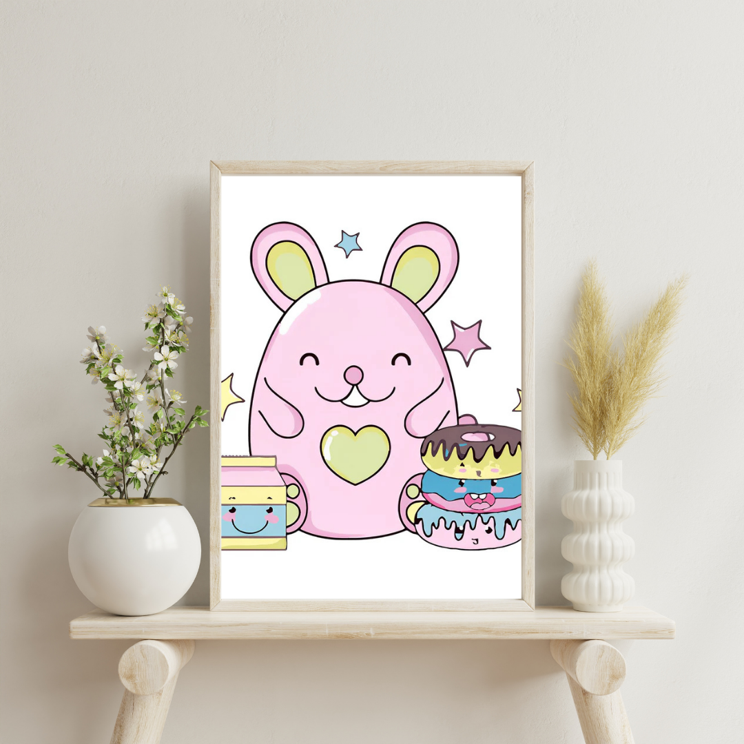 Malen nach Zahlen - Rosa Cartoon Kaninchen