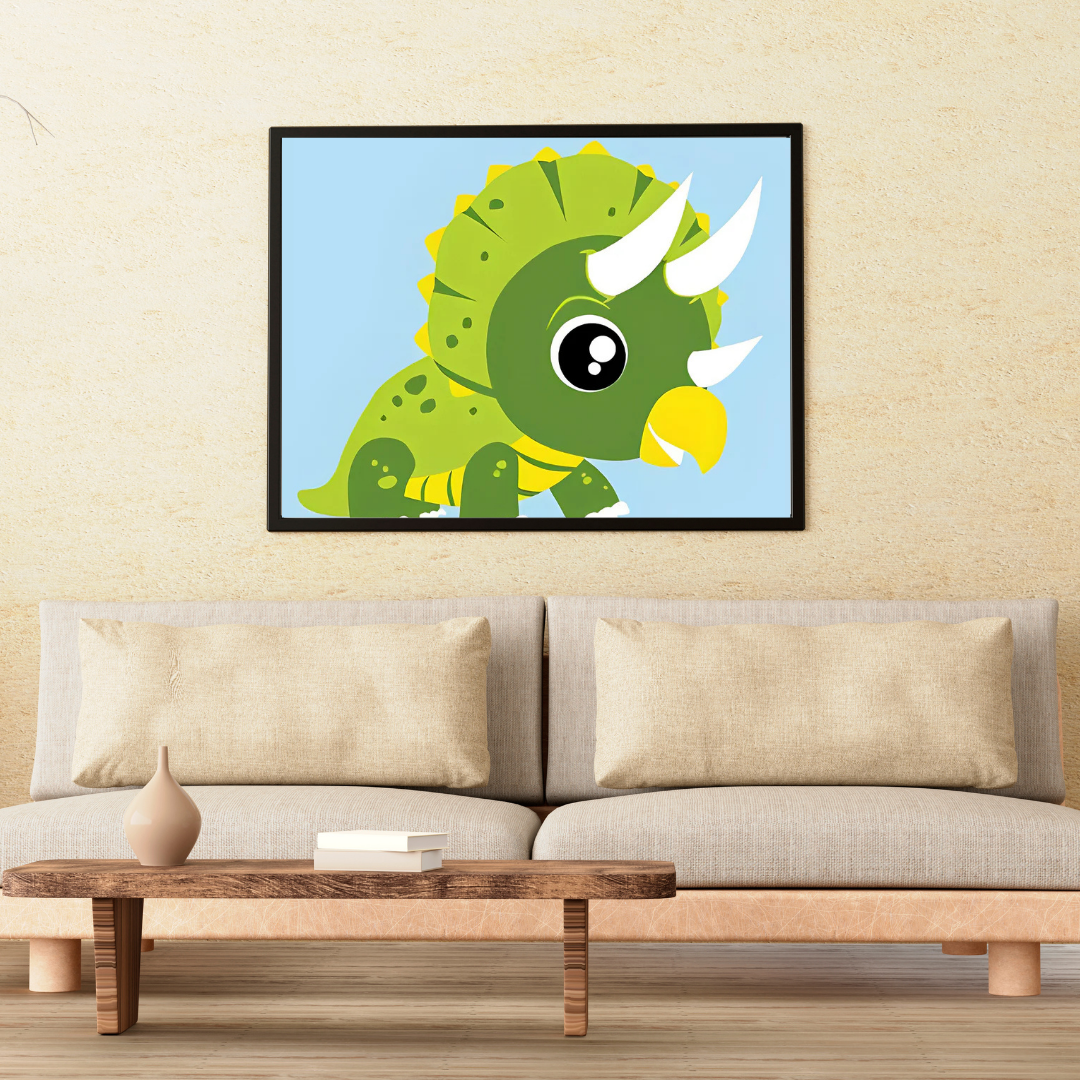 Malen nach Zahlen - Süßer grüner Dinosaurier