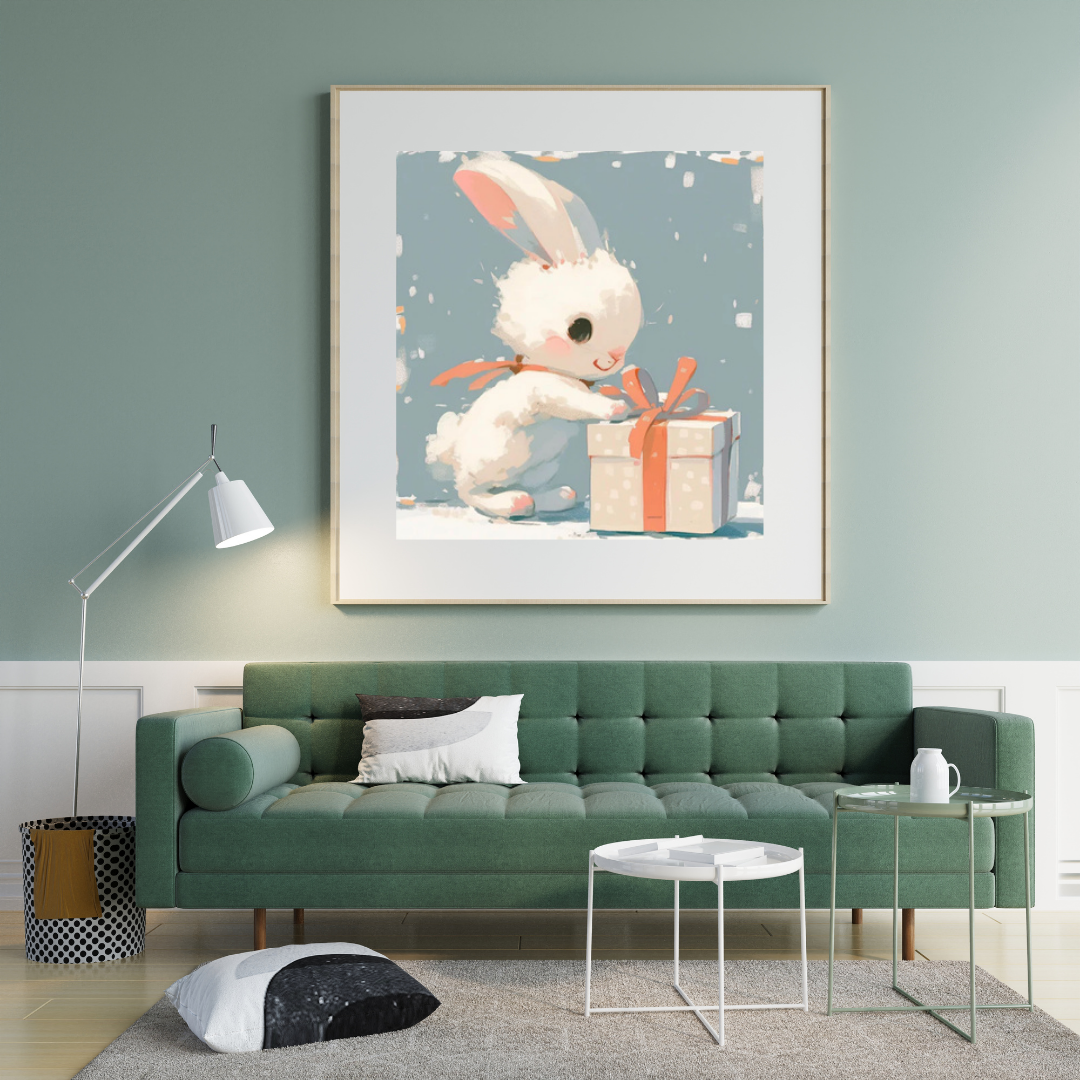 Malen nach Zahlen - Weißes Kaninchen und Geschenk