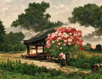 Malen Nach Zahlen - Das Alte Haus Neben Der Blumenwurzel