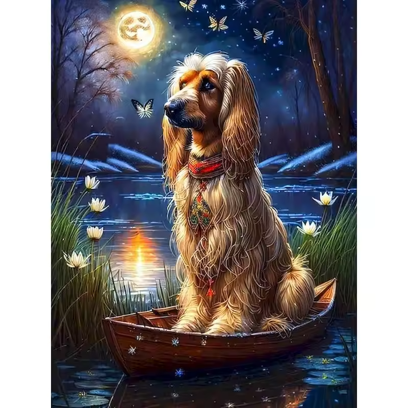 Malen Nach Zahlen - Der Hund Auf Dem Kleinen Boot