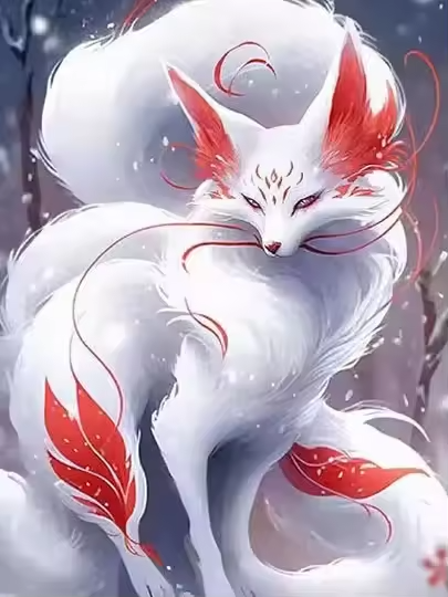 Malen Nach Zahlen - Neunschwänziger Weißer Fuchs