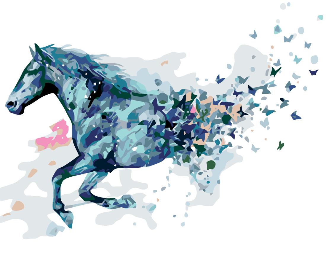 Malen Nach Zahlen - Abstraktes Pferd Blau