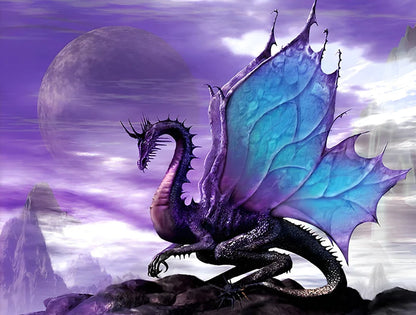 Malen Nach Zahlen - Lila Drache mit blauen Flügeln