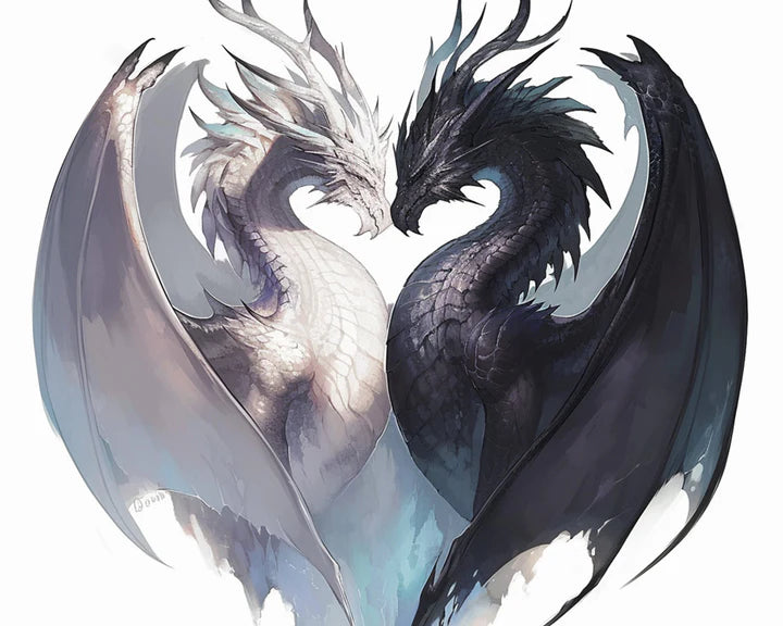 Malen Nach Zahlen - Schwarze und Weiße Drachen