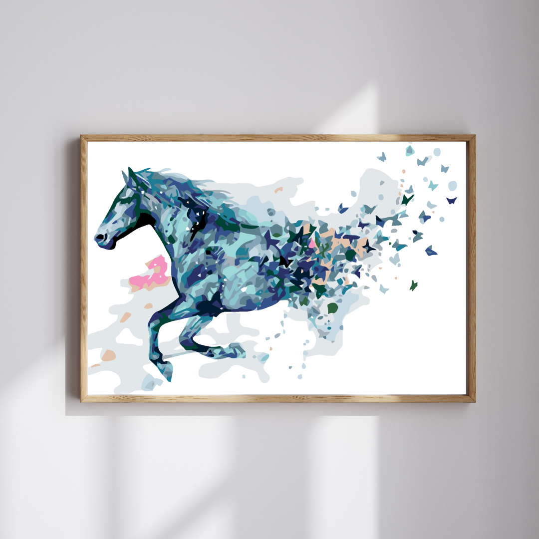 Malen Nach Zahlen - Abstraktes Pferd Blau