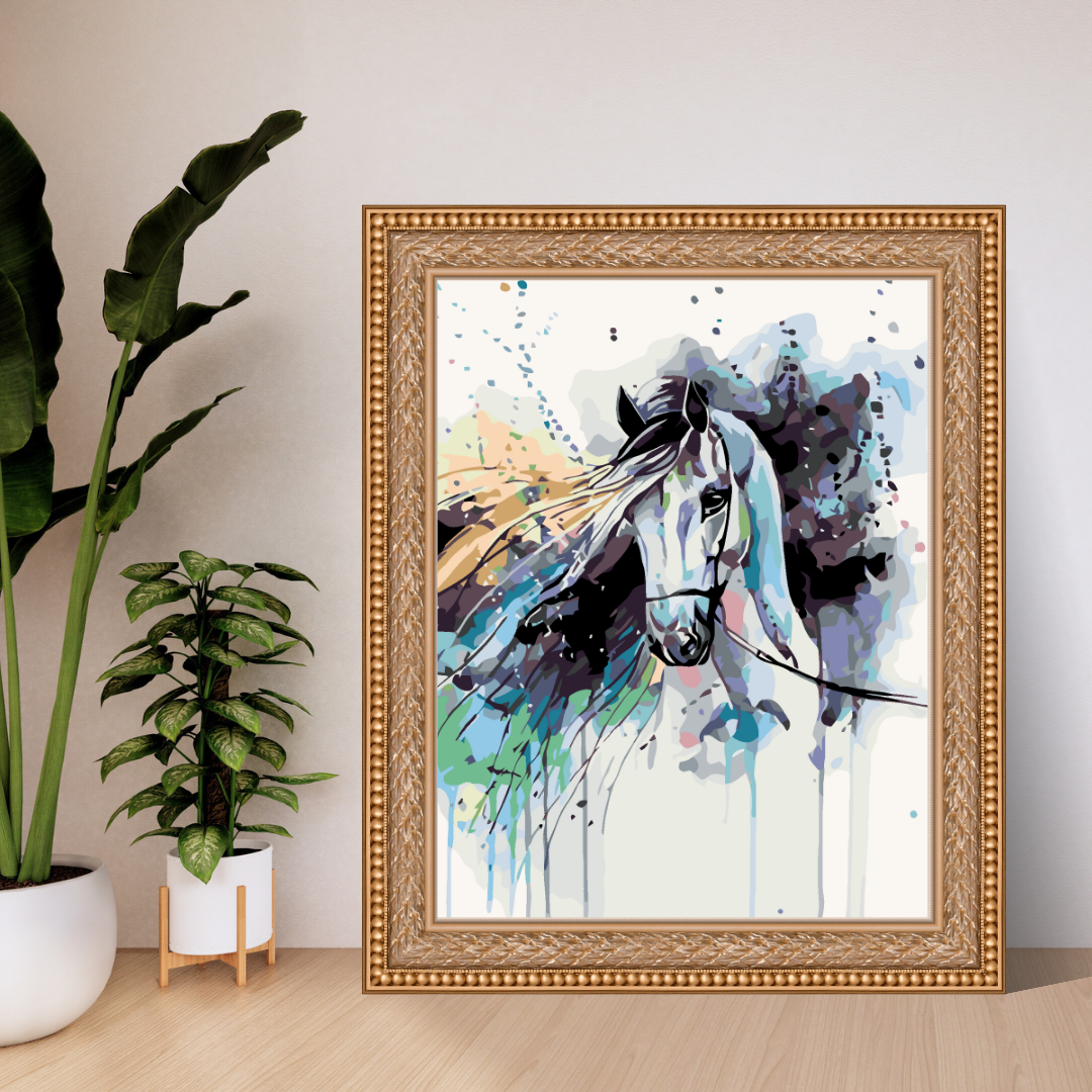 Malen Nach Zahlen - Abstraktes Pferd Schwarz