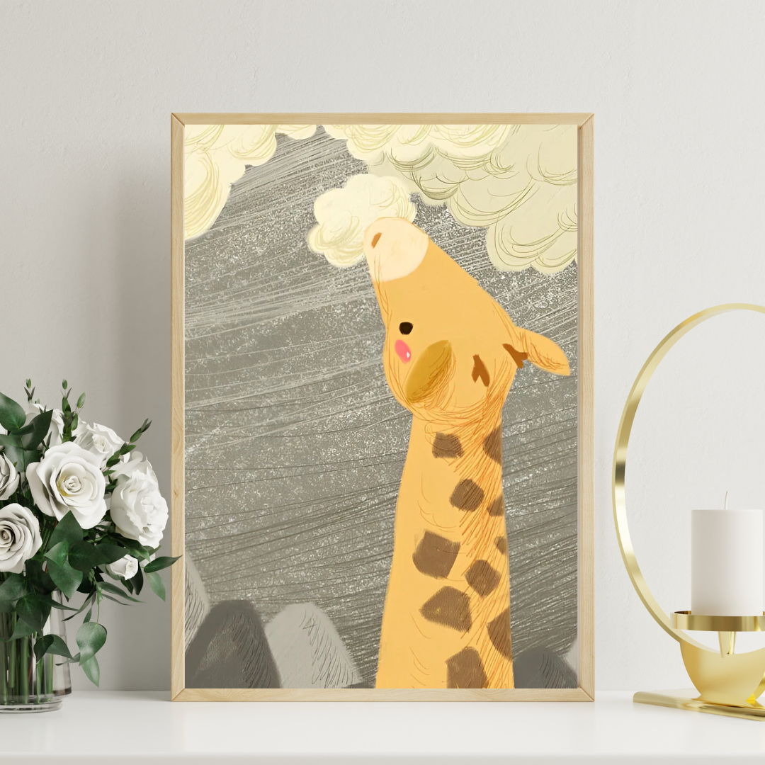 Malen Nach Zahlen - Cartoon Giraffe und Wolken