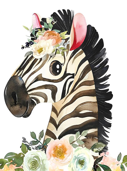 Malen nach Zahlen - Cartoon Zebra mit Blumen