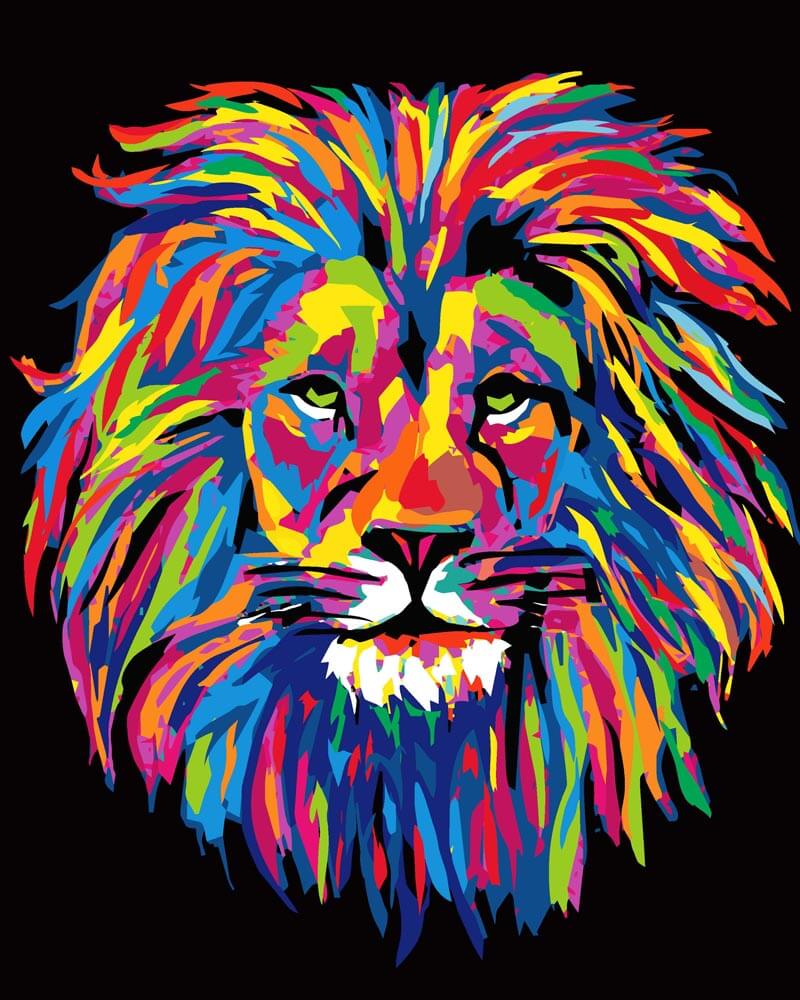 Malen nach Zahlen - Grumpy Neon Löwe