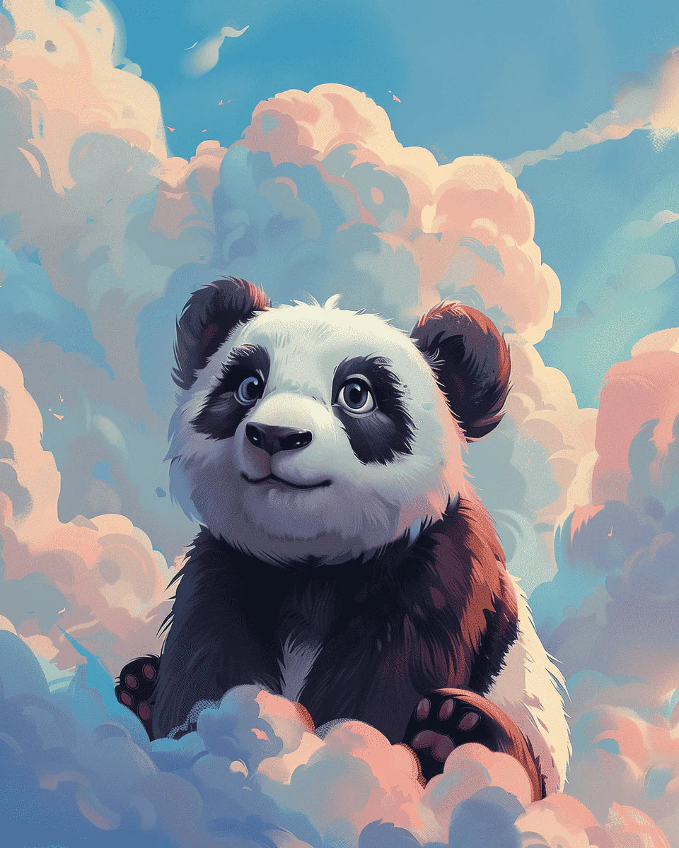 Malen nach Zahlen - Panda in den Wolken