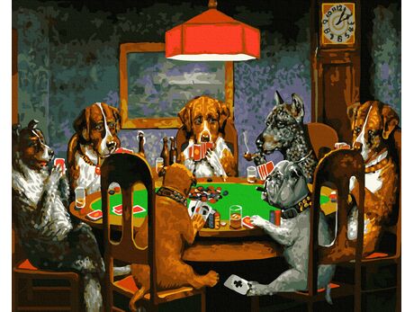 Malen nach Zahlen - Pokerspielende Hunde