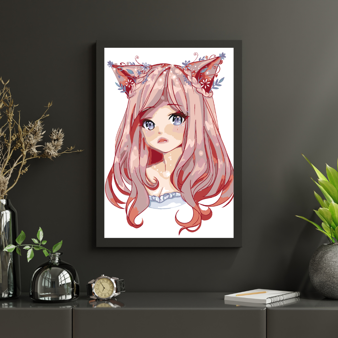 Malen nach Zahlen - Anime Mädchen Mit Rosa Haaren