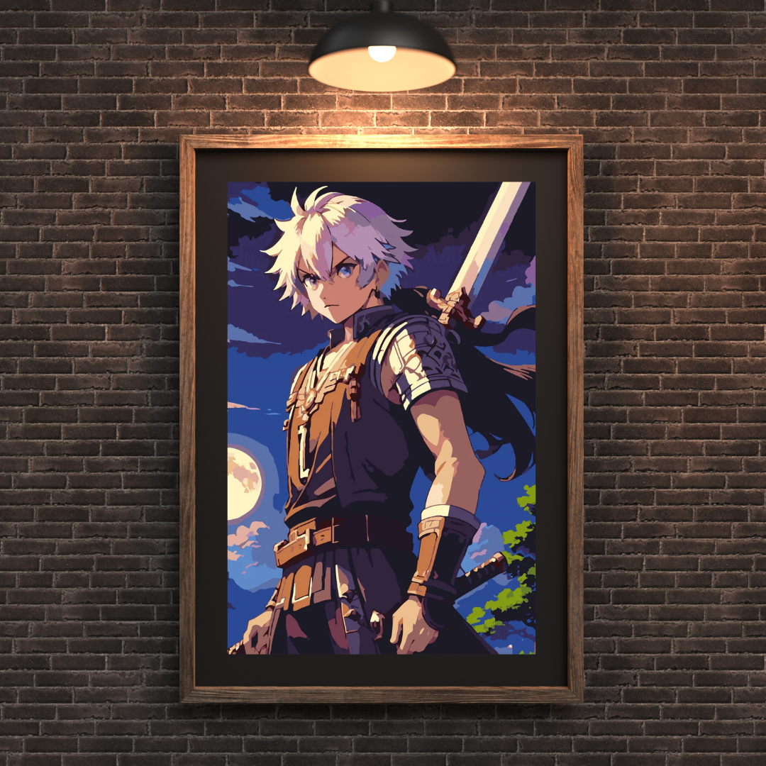 Malen nach Zahlen - Anime Schwertkämpfer bei Vollmond