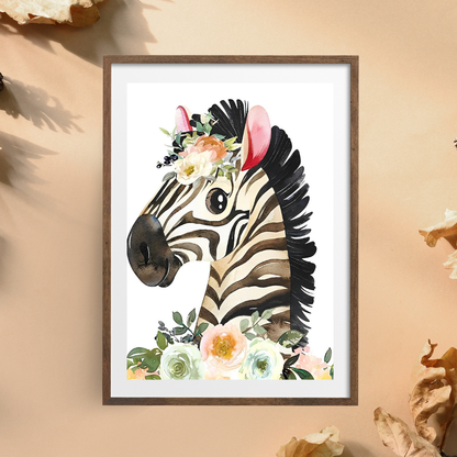 Malen nach Zahlen - Cartoon Zebra mit Blumen