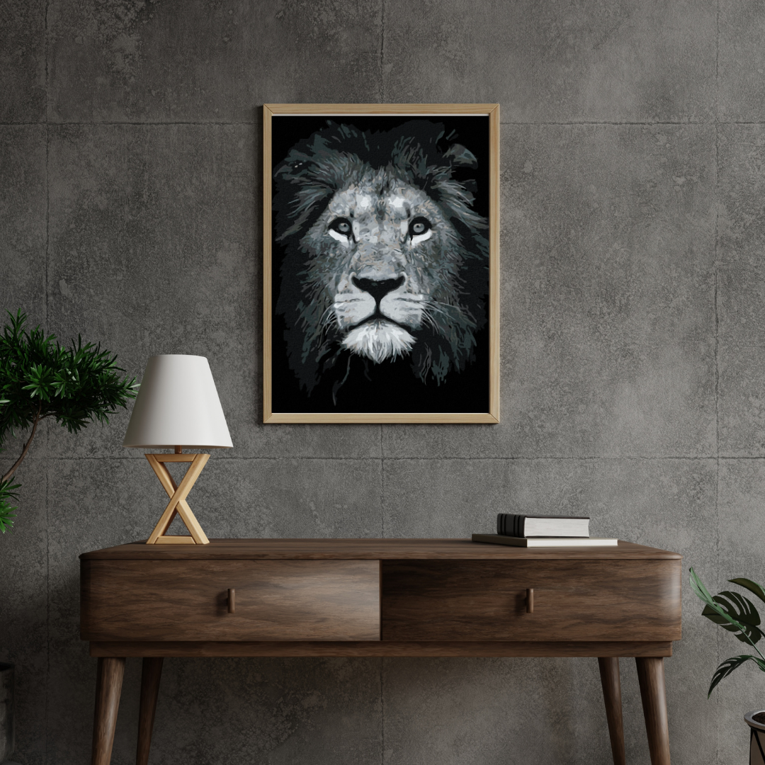 Malen nach Zahlen - Schwarzer Und Weisser Löwe