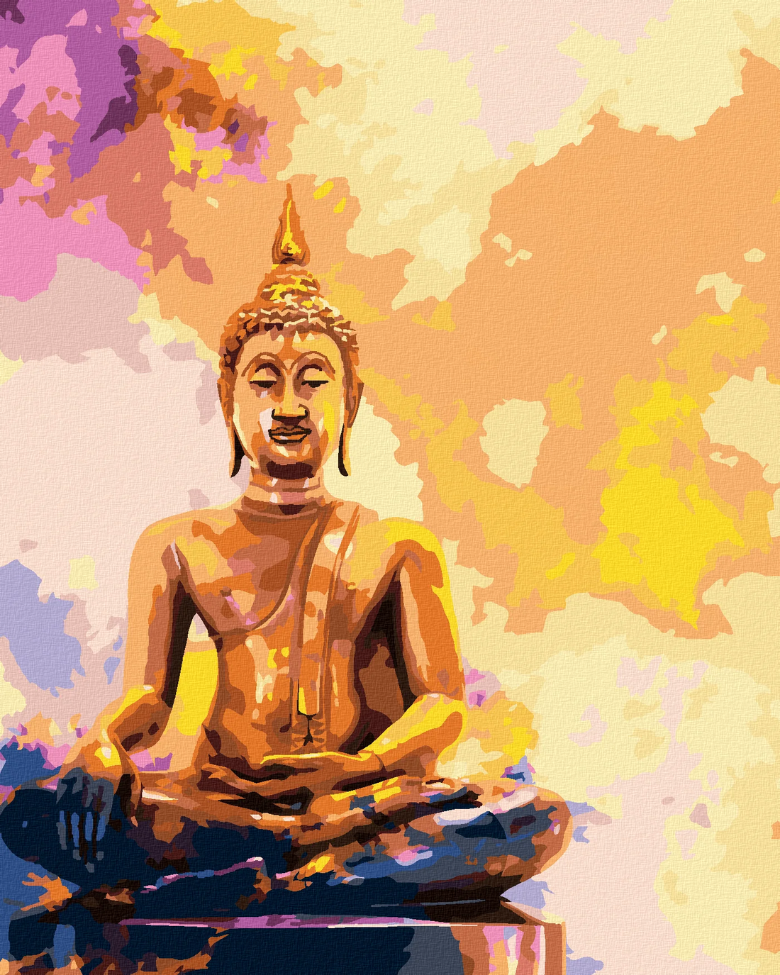 Malen nach Zahlen - Goldener Buddha Auf Farbigem Hintergrund