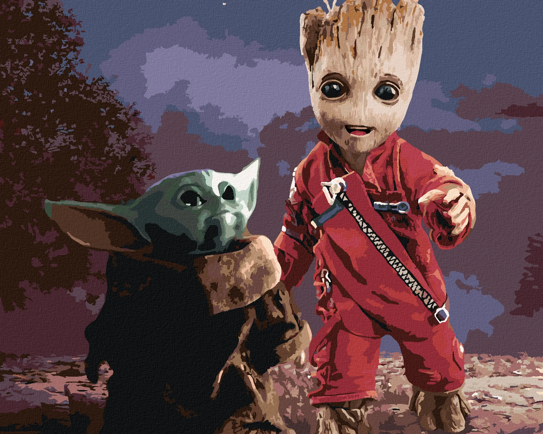 Malen nach Zahlen - Groot und Baby Yoda