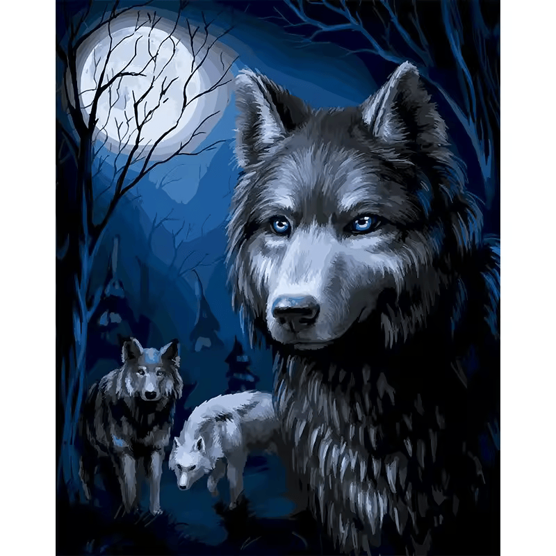 Malen nach Zahlen - Wolf in der Nacht